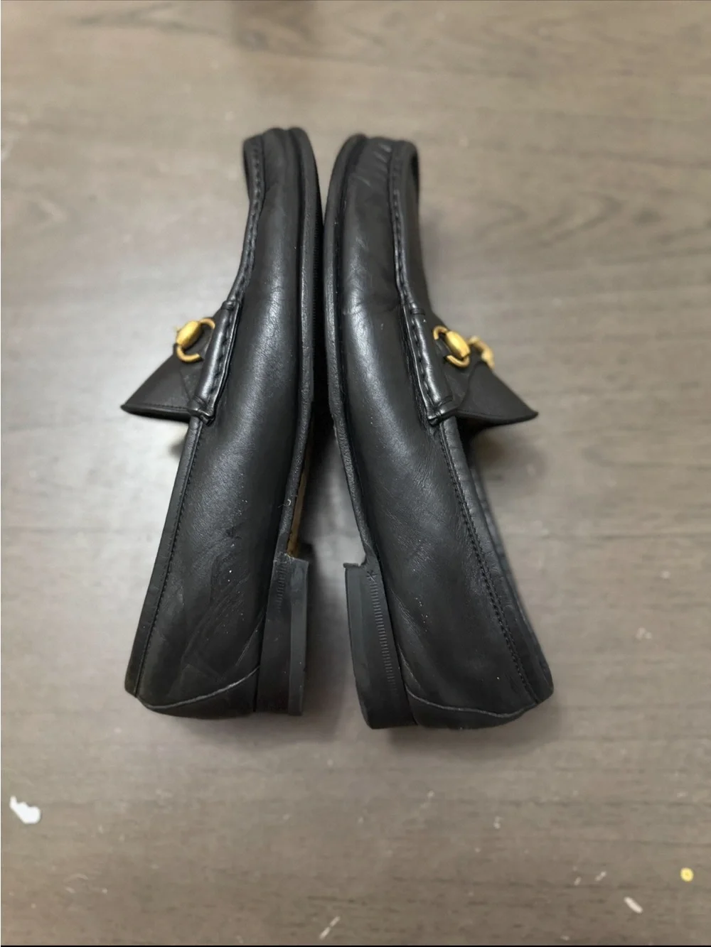 Gucci Black Leather Horsebit Slip-On Loafers